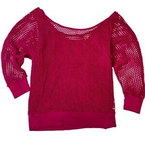 VTG 80s Off-Shoulder Top Hot Pink Women's Medium Workout Retro Y2K Barbie Party